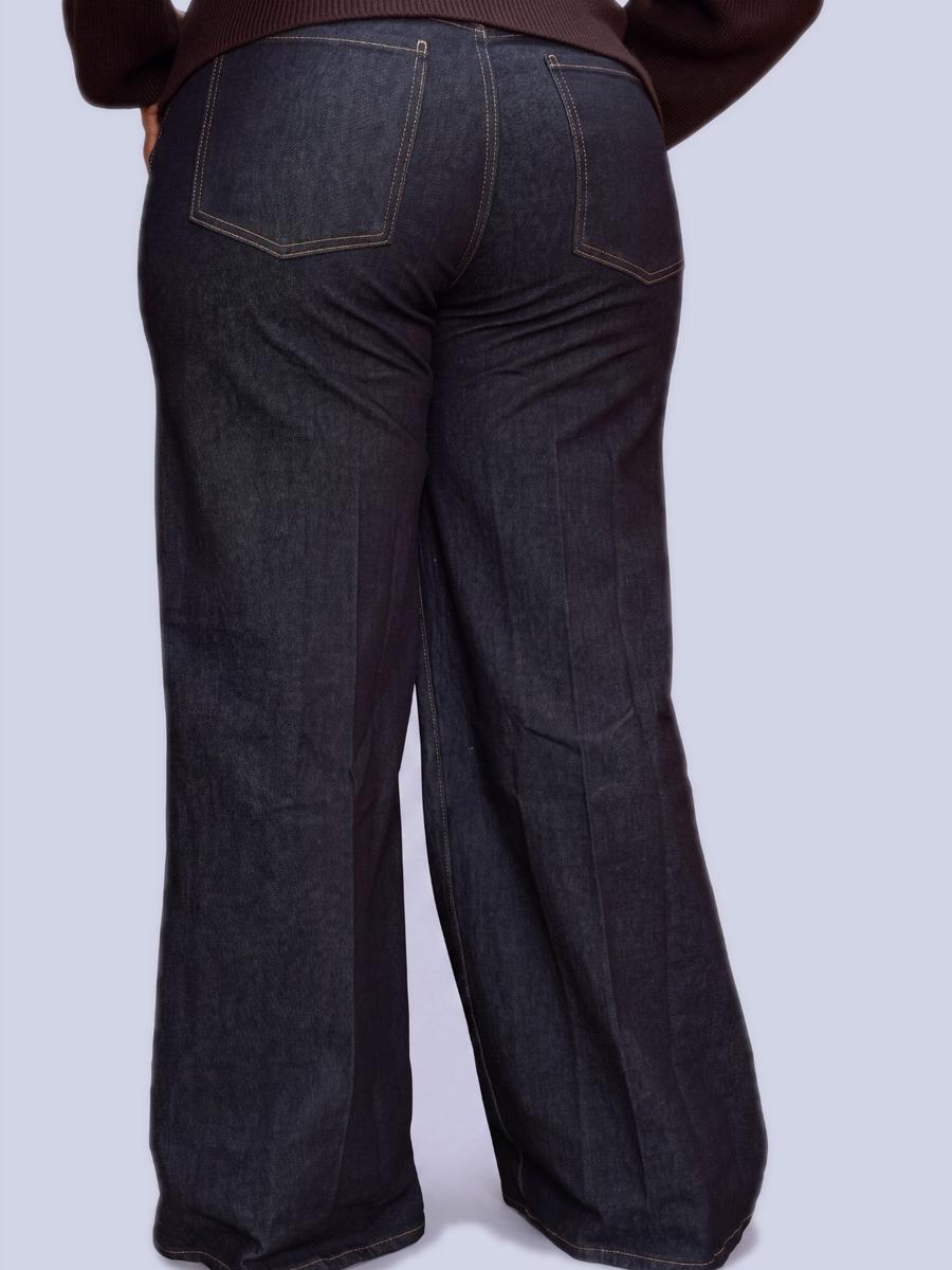 Mango - Pantalon Jean Large Bleu