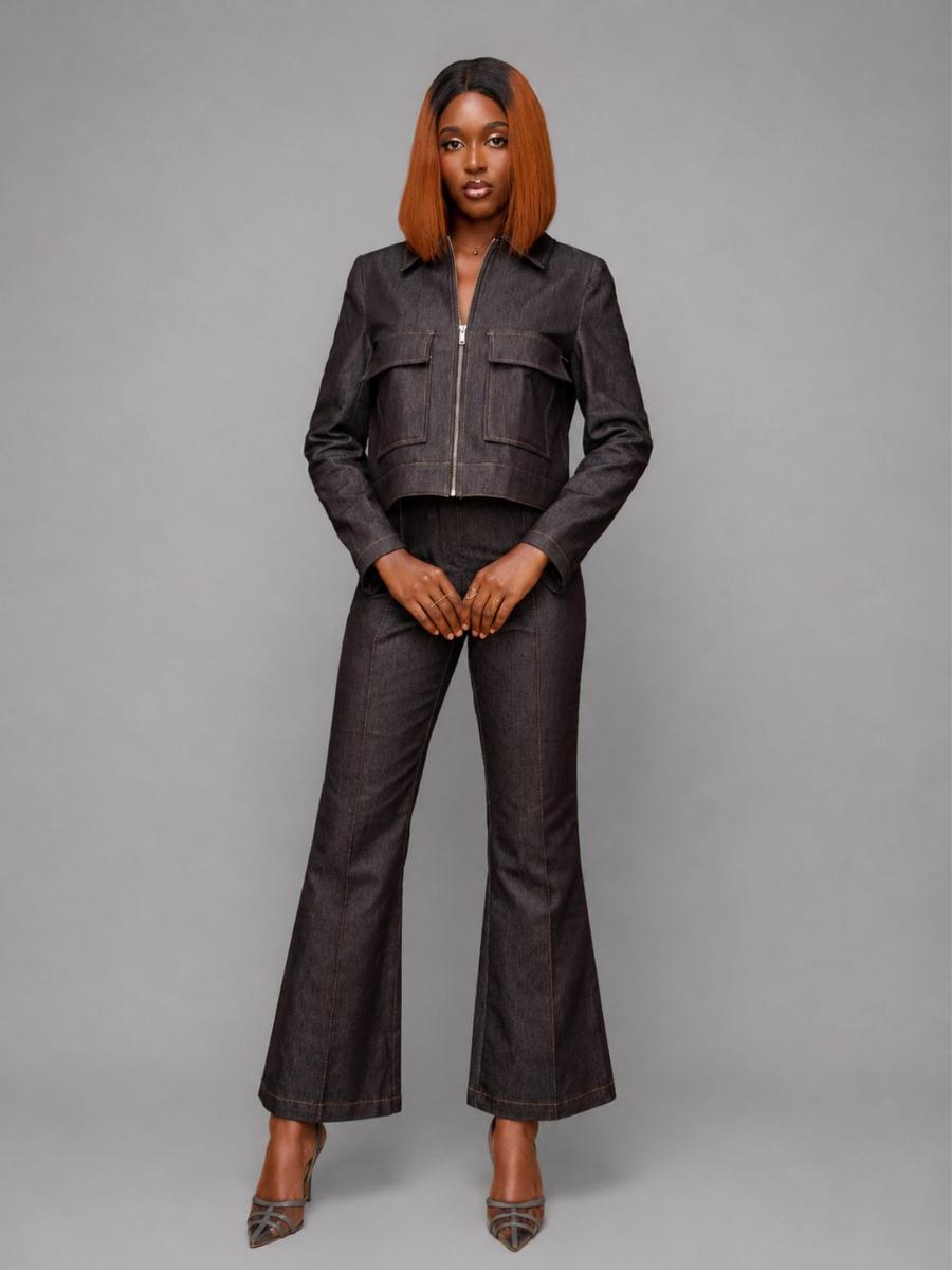 Zara - Pantalon évasé nervures