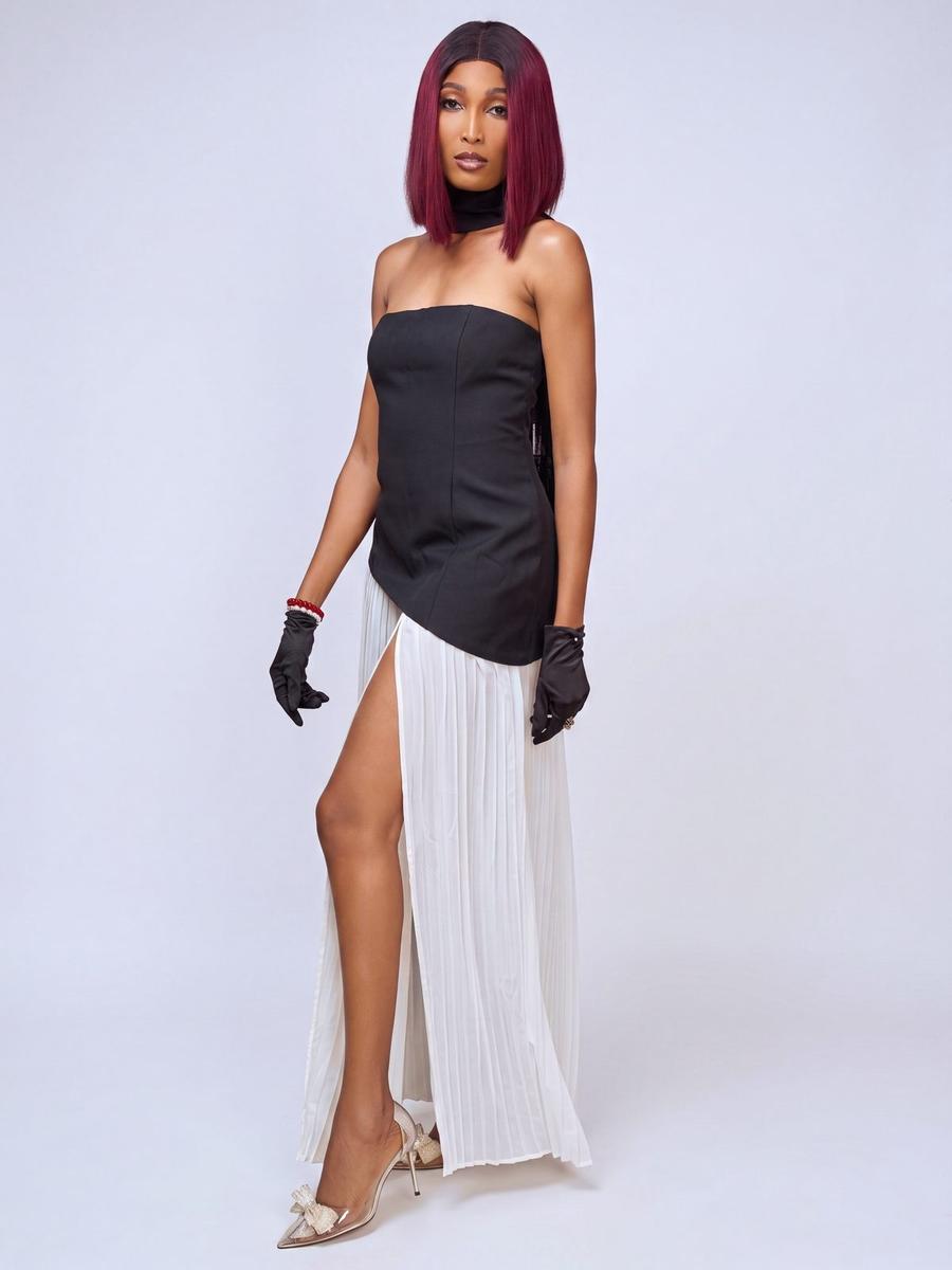 PLT - Robe bicolore plissée