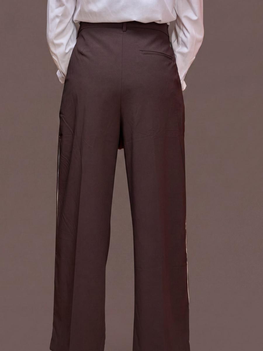 Mango - Pantalon large liseré