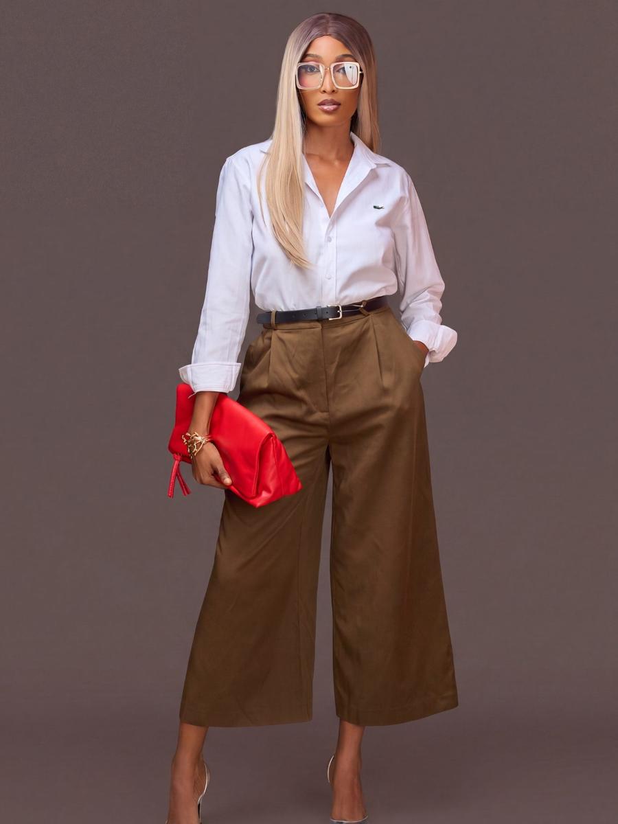 H&M -Pantalon palazzo ceinturé