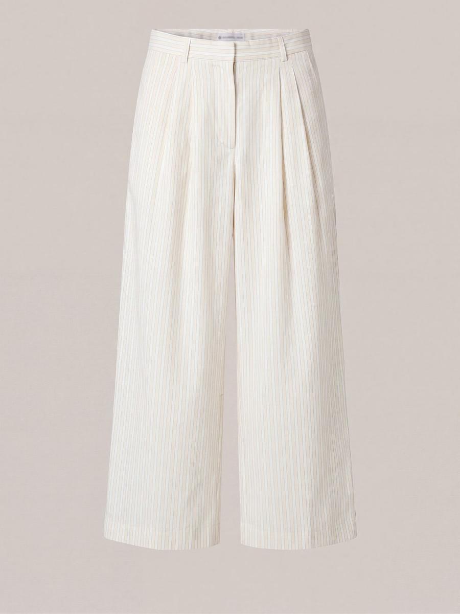Mango - Pantalon large à rayures