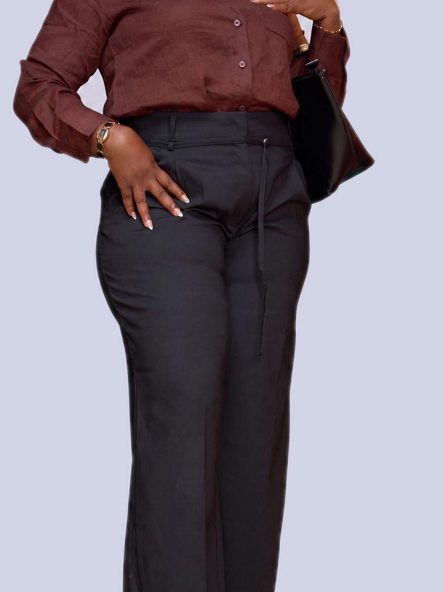 H&M - Pantalon large ceinturé