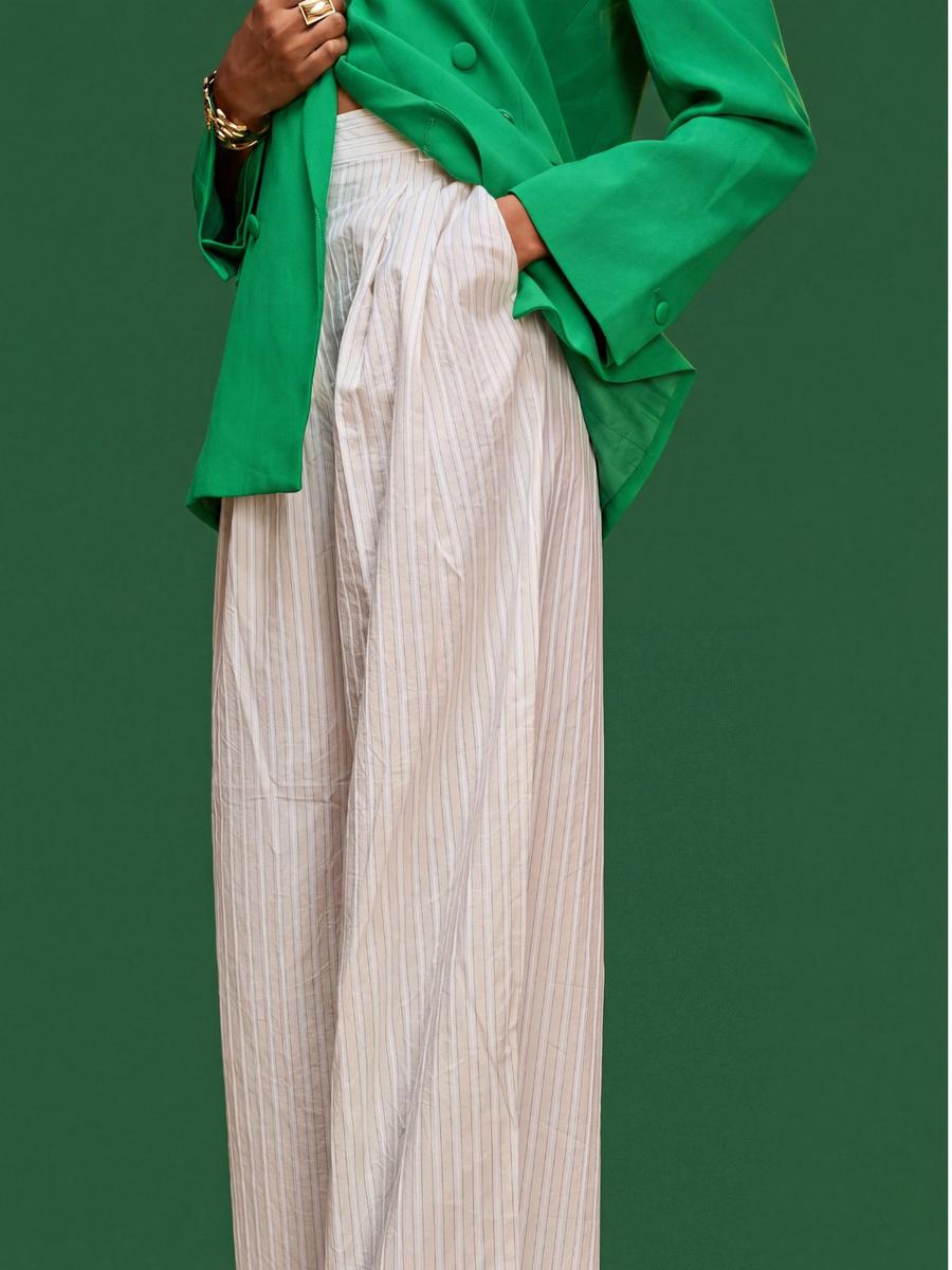 Mango - Pantalon large à rayures