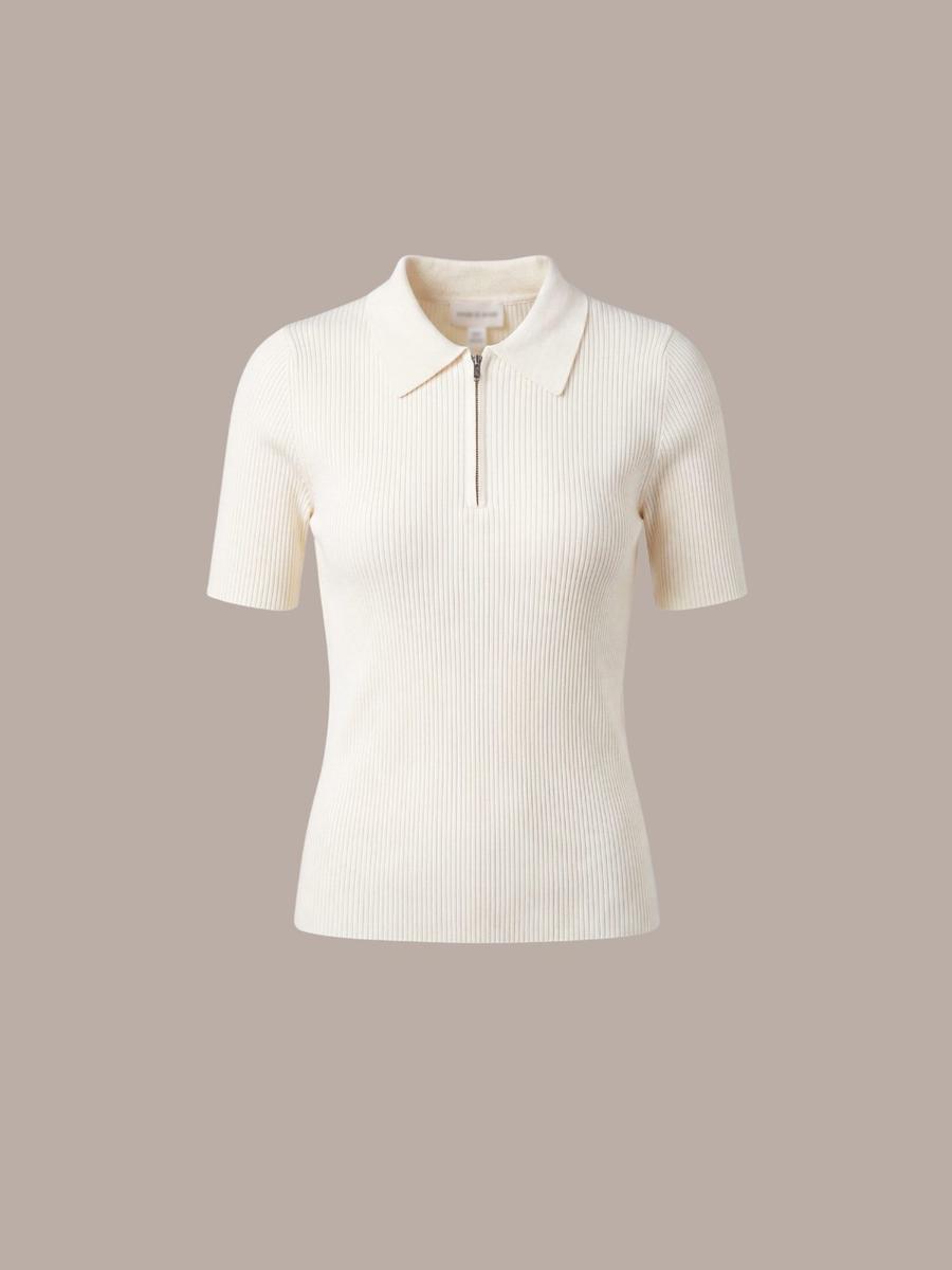 H&M - Top côtelé col polo zippé