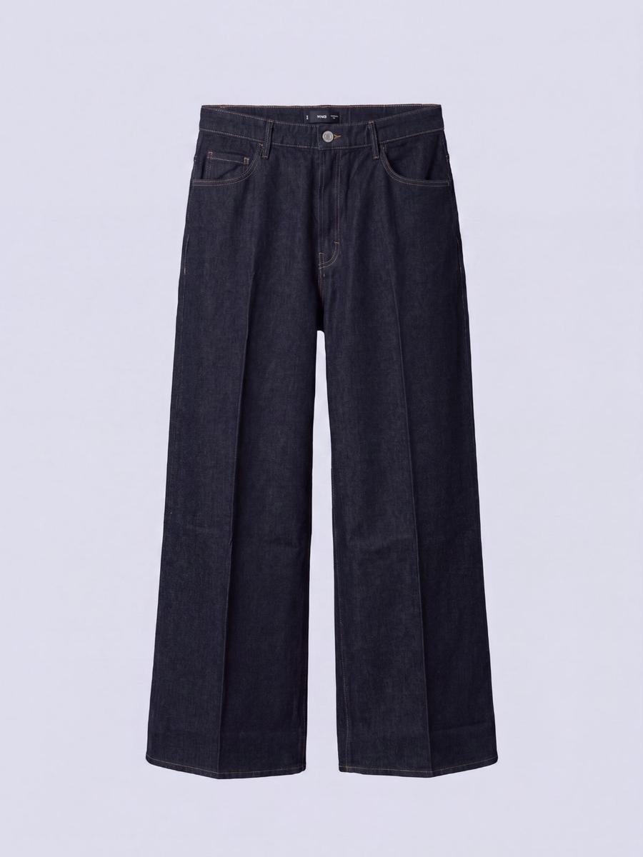 Mango - Pantalon Jean Large Bleu