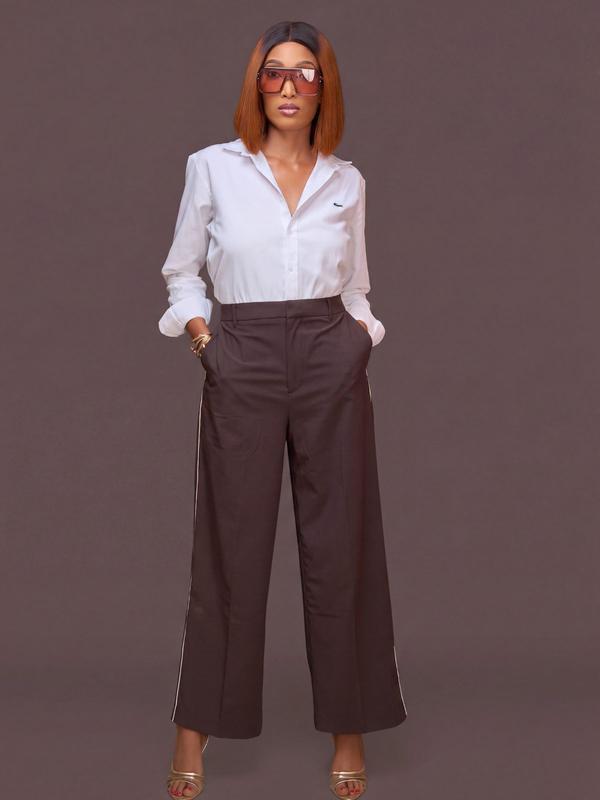Mango - Pantalon large liseré