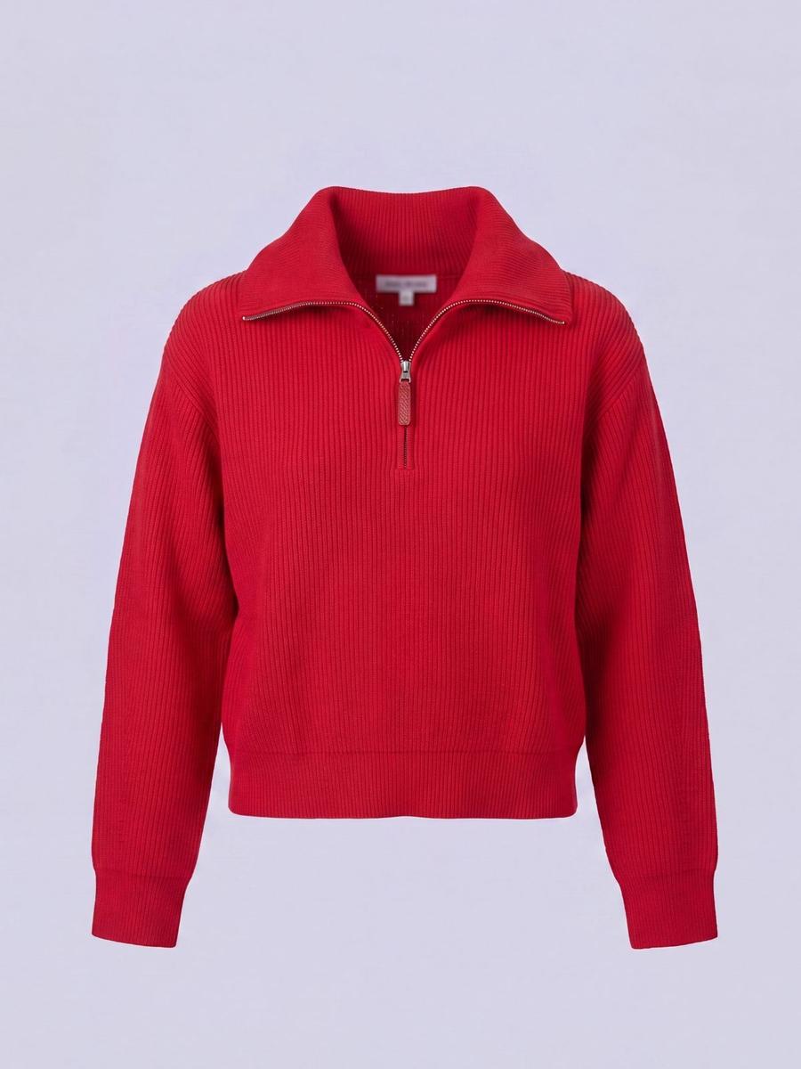 Mango - Pull col contrasté à zip