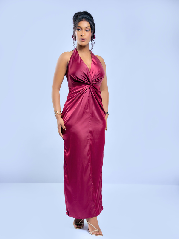 PLT - Robe satin col plongeant